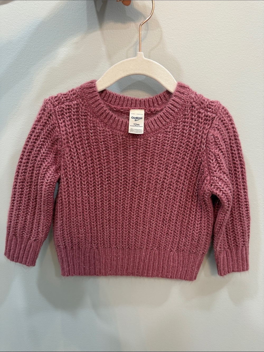 OshKosh B'gosh Dusty Rose Knit Crewneck Sweater